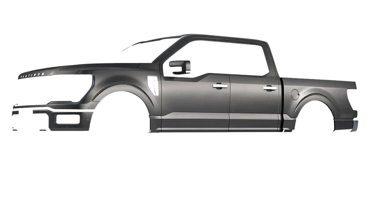 Ford F-150 Platinum 2024 wrapped in Black Rock Grey (Avery Dennison SW900-823-M), front three-quarter view