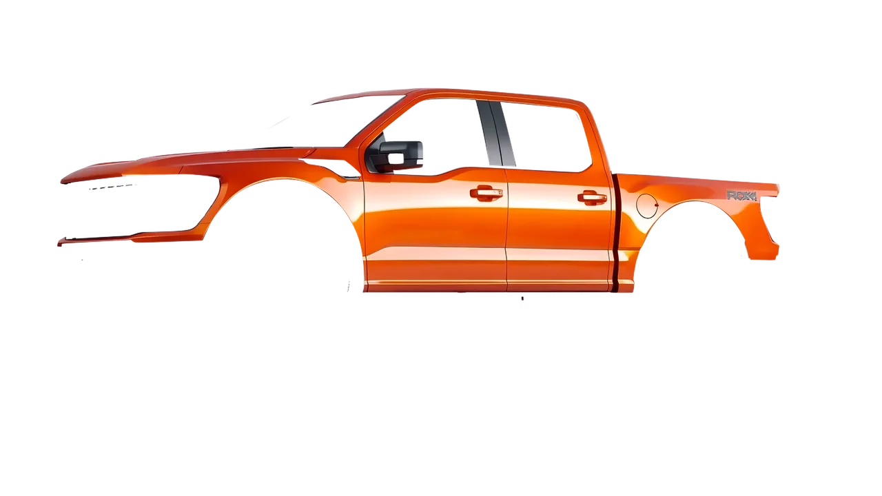 Ford F-150 Raptor 2021 wrapped in Fiery Orange (3M G364), front three-quarter view