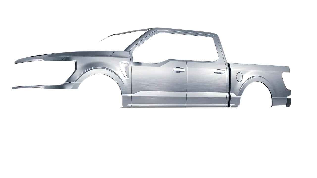Ford F-150 Stx 2024 wrapped in Brushed Aluminum (Avery Dennison SW900-812-X), front three-quarter view
