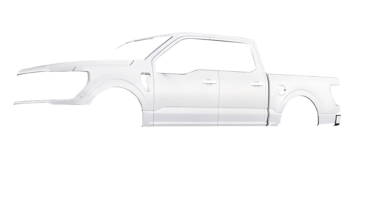 Ford F-150 Stx 2024 wrapped in Carbon Fiber White (Avery Dennison SW900-115-X), front three-quarter view