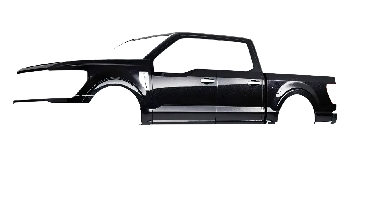 Ford F-150 Stx 2024 wrapped in Mystery Black (Avery Dennison SW900-184-M), front three-quarter view