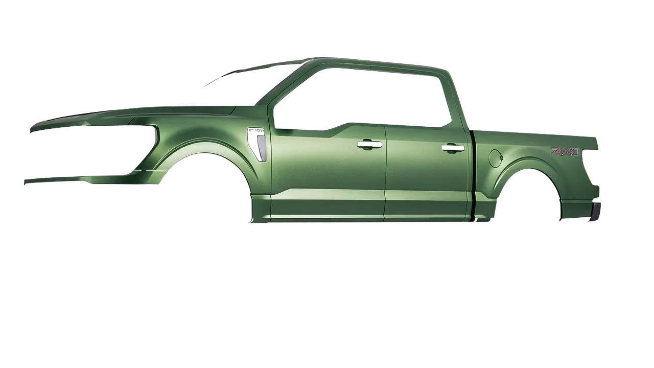 Ford F-150 Stx 2024 wrapped in Apple Green (Avery Dennison SW900-745-M), front three-quarter view