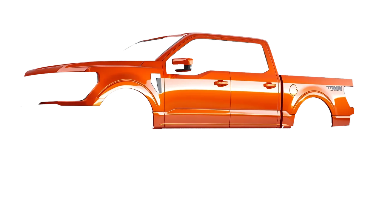 Ford F-150 Tremor 2024 wrapped in Fiery Orange (3M G364), front three-quarter view