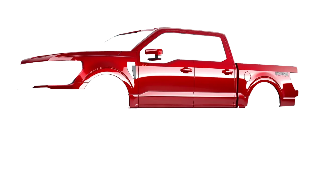 Ford F-150 Tremor 2024 wrapped in Hot Rod Red (3M G13), front three-quarter view