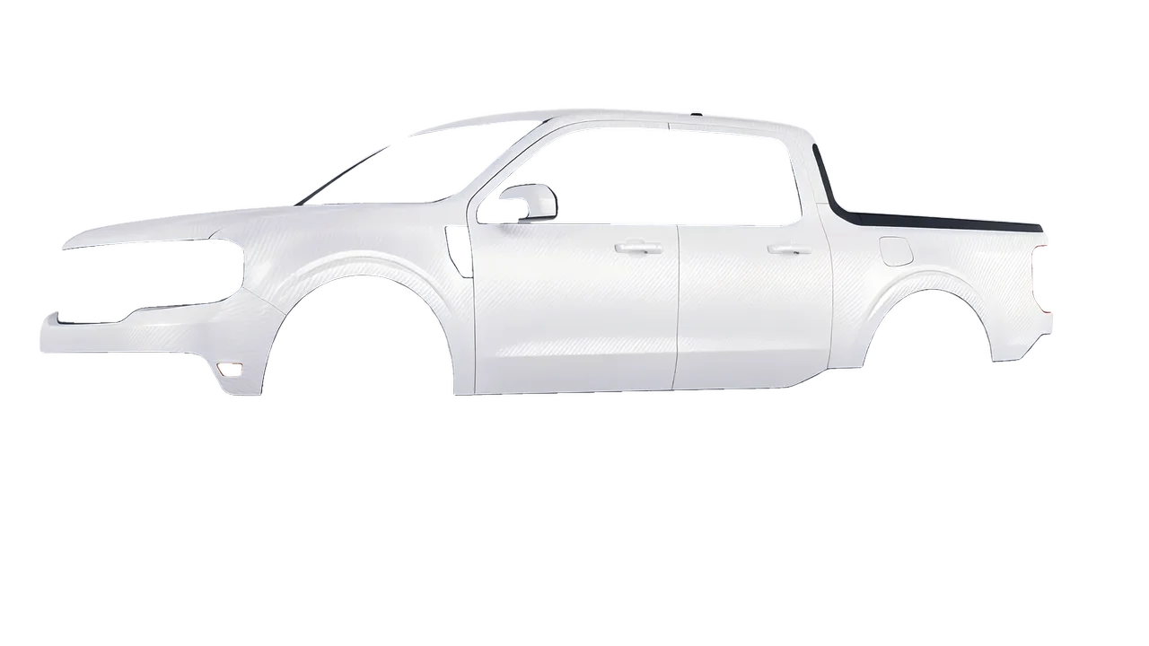Ford Maverick 2025 wrapped in Carbon Fiber White (Avery Dennison SW900-115-X), front three-quarter view