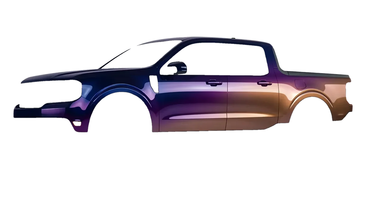 Ford Maverick 2025 wrapped in Gloss Flip Deep Space (3M GP278), front three-quarter view
