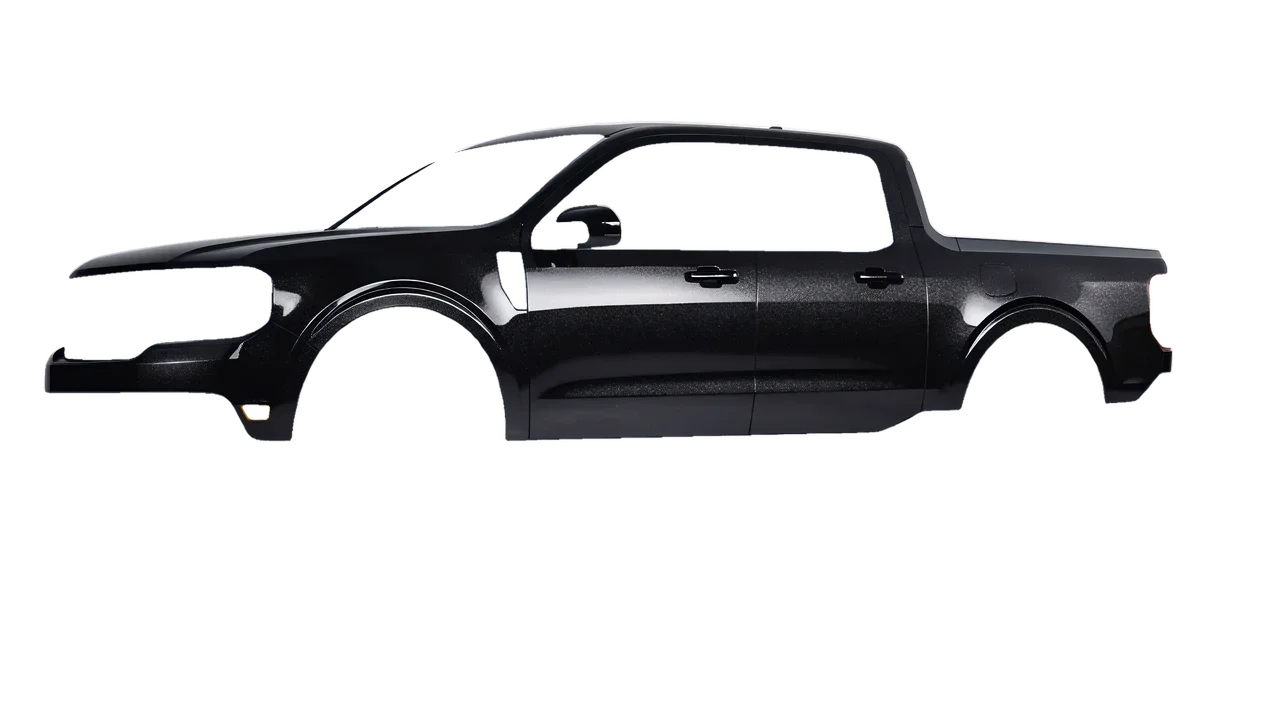 Ford Maverick 2025 wrapped in Mystery Black (Avery Dennison SW900-184-M), front three-quarter view