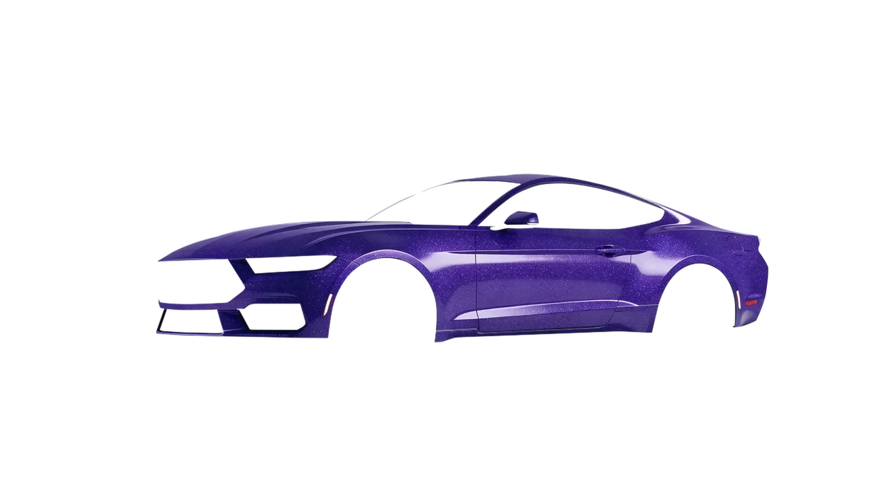 Ford Mustang 2024 wrapped in Purple (Avery Dennison SW900-587-D), front three-quarter view