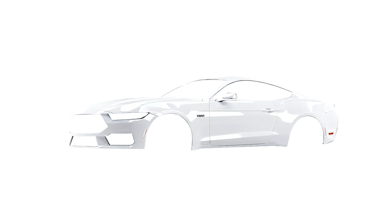 Ford Mustang 2024 wrapped in Gloss White (3M G10), front three-quarter view