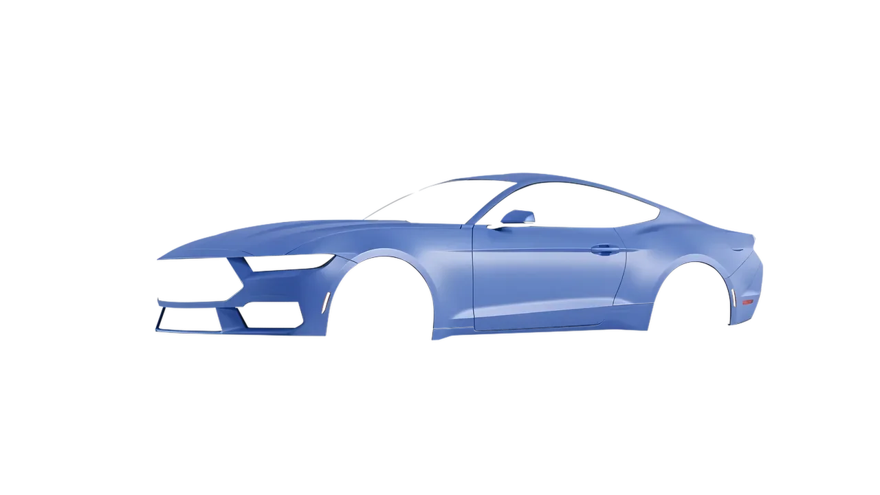 Ford Mustang 2024 wrapped in Dreamline Blue (Avery Dennison SW900-616-O), front three-quarter view
