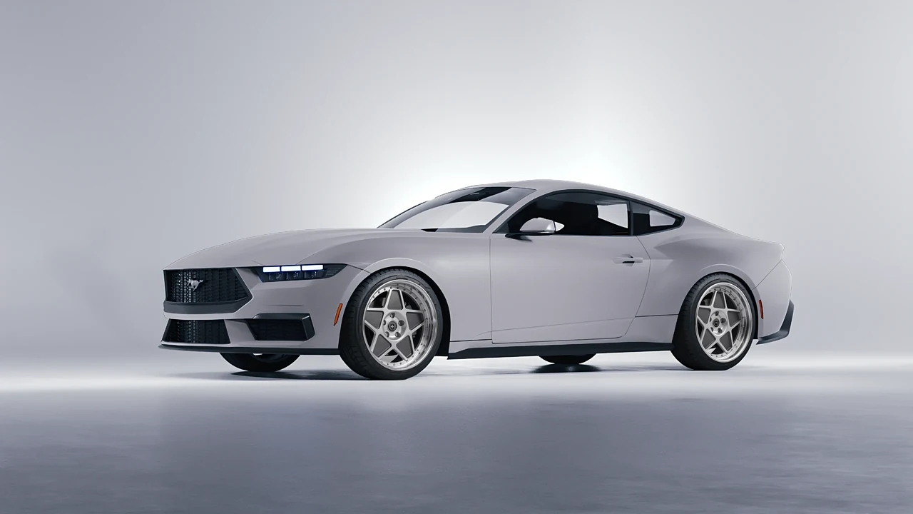 Ford Mustang 2024 on HRE Performance Wheels 505 forged wheels, front three-quarter view
