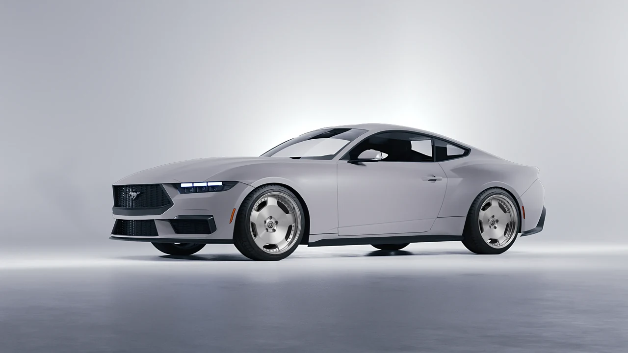 Ford Mustang 2024 on HRE Performance Wheels 544 forged wheels, front three-quarter view