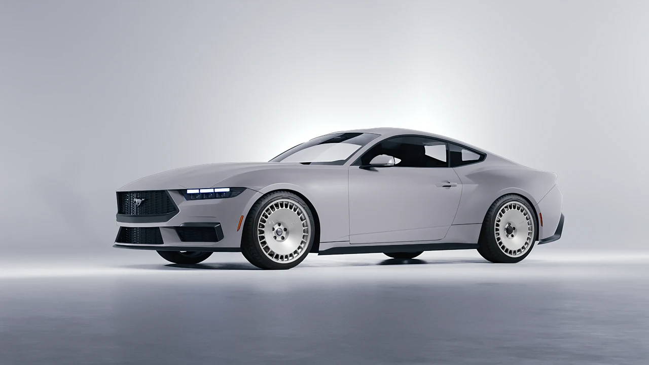 Ford Mustang 2024 on HRE Performance Wheels 935M forged wheels, front three-quarter view