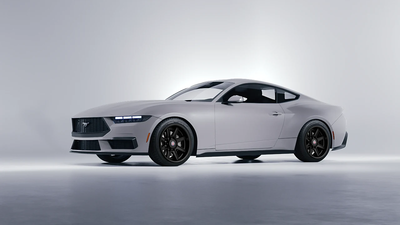 Ford Mustang 2024 on HRE Performance Wheels HD188H forged wheels, front three-quarter view