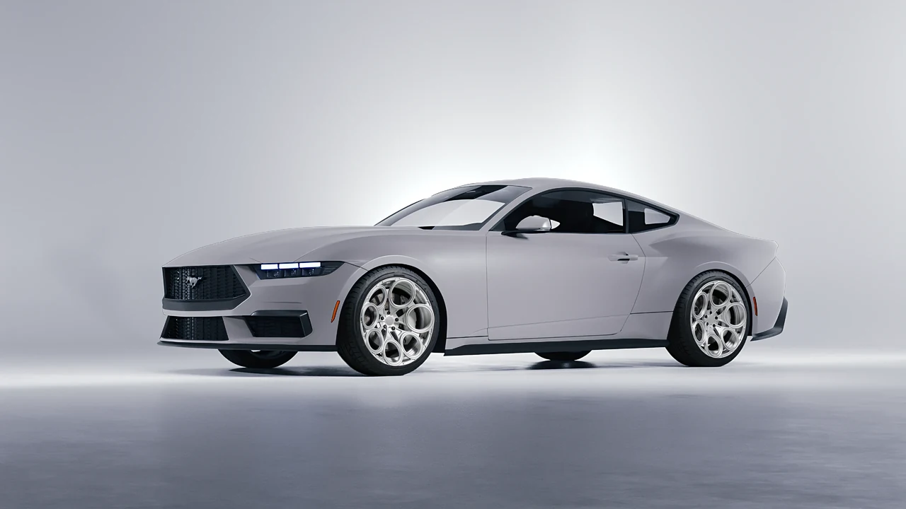 Ford Mustang 2024 on RDB LA Revolver forged wheels, front three-quarter view