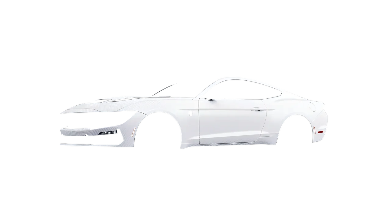 Ford Mustang Dark Horse 2024 wrapped in Carbon Fiber White (Avery Dennison SW900-115-X), front three-quarter view