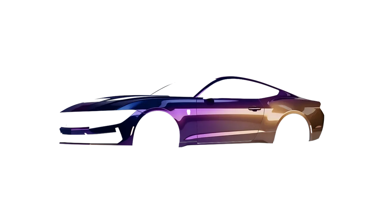 Ford Mustang Dark Horse 2024 wrapped in Gloss Flip Deep Space (3M GP278), front three-quarter view