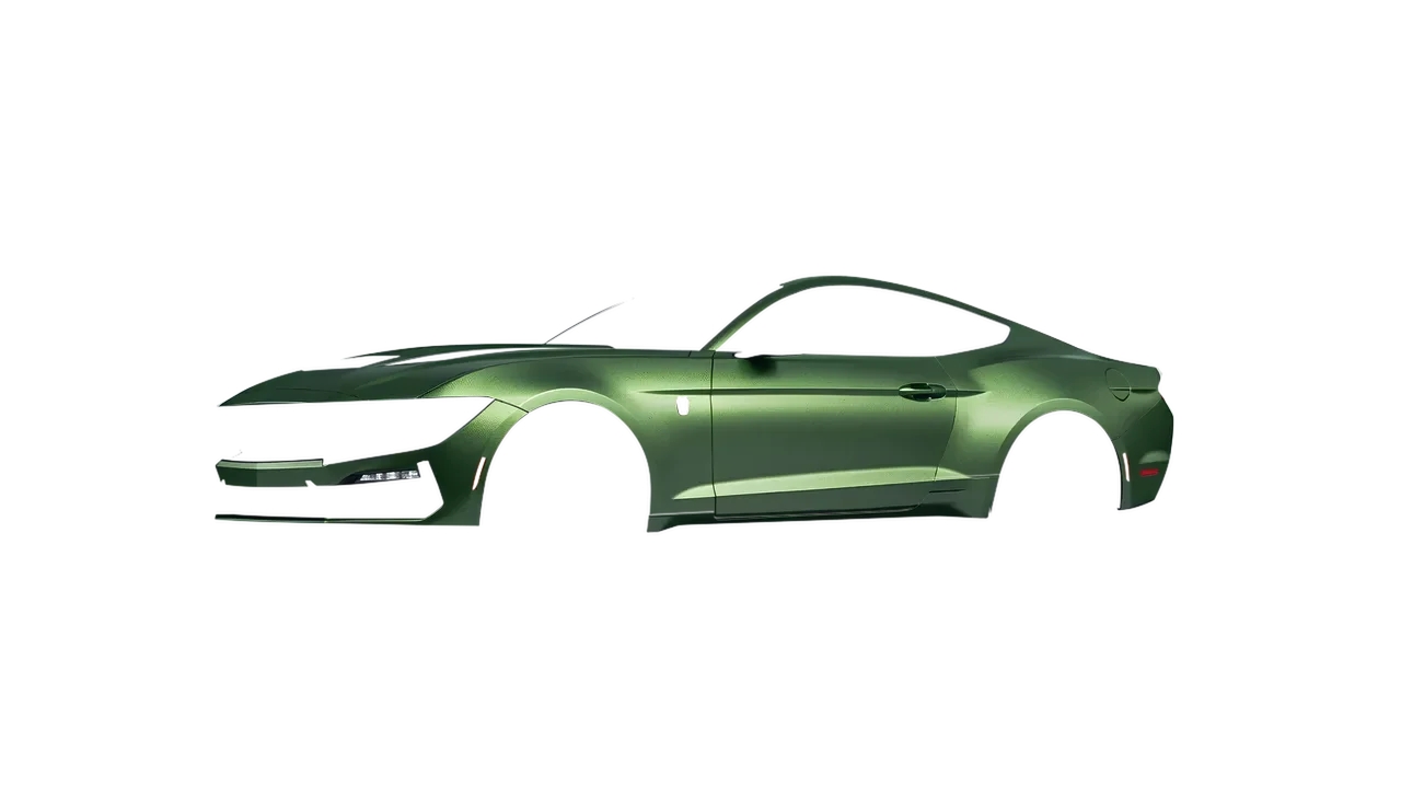 Ford Mustang Dark Horse 2024 wrapped in Apple Green (Avery Dennison SW900-745-M), front three-quarter view
