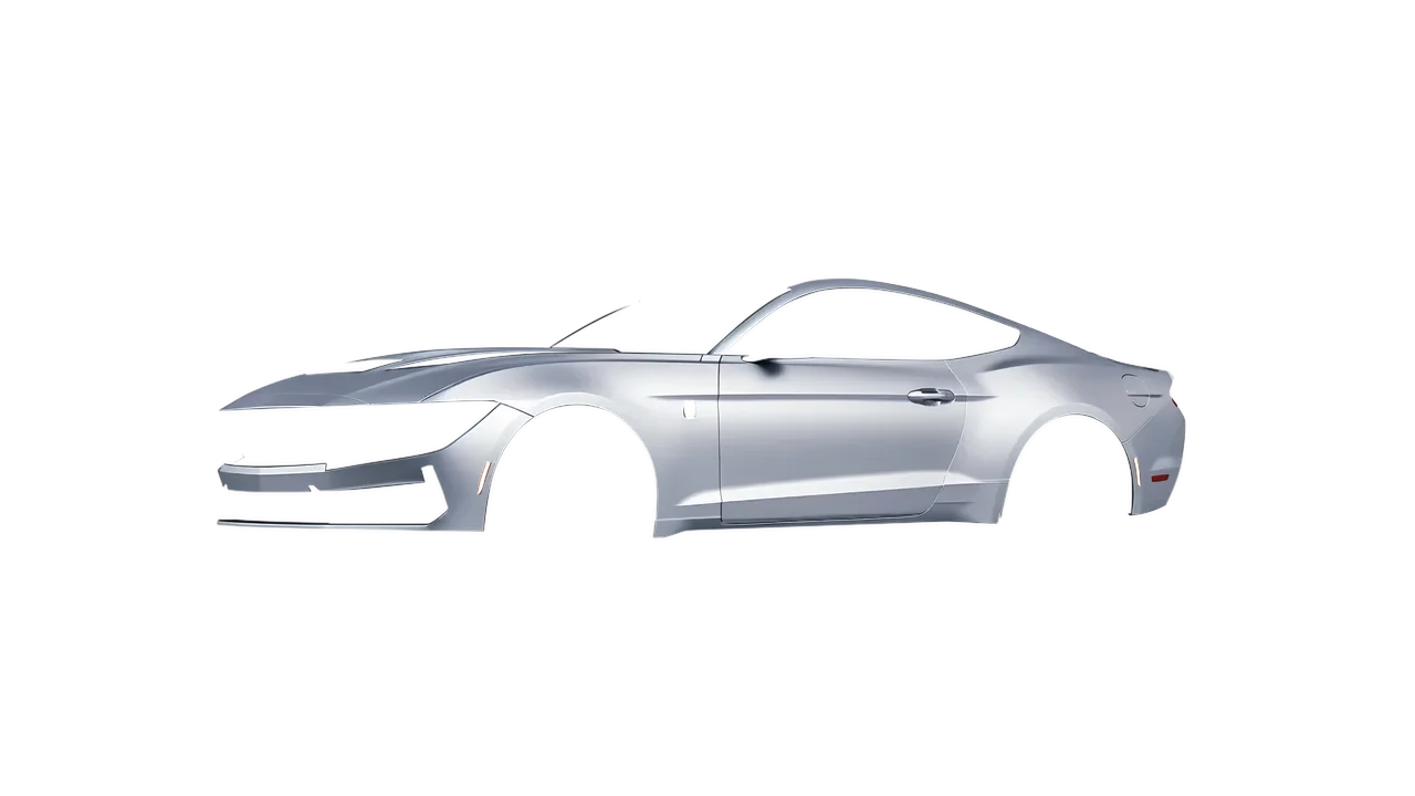 Ford Mustang Dark Horse 2024 wrapped in Matte Silver (3M M21), front three-quarter view