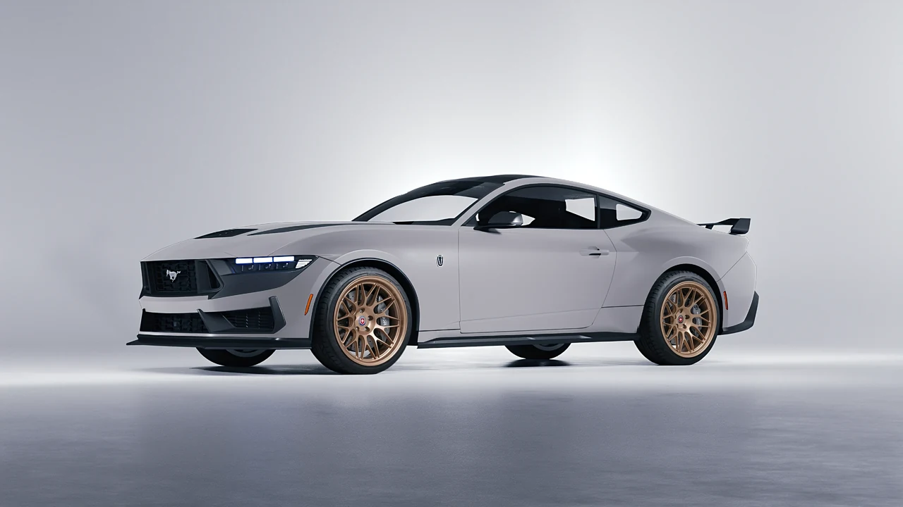 Ford Mustang Dark Horse 2024 on HRE Performance Wheels 300-GTS forged wheels, front three-quarter view