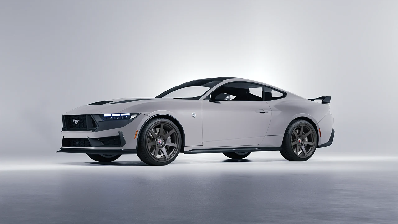 Ford Mustang Dark Horse 2024 on HRE Performance Wheels 307-GT forged wheels, front three-quarter view