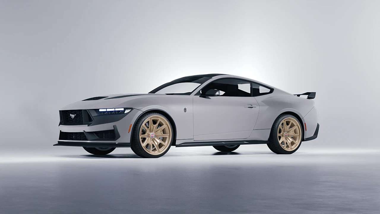 Ford Mustang Dark Horse 2024 on HRE Performance Wheels 427M forged wheels, front three-quarter view