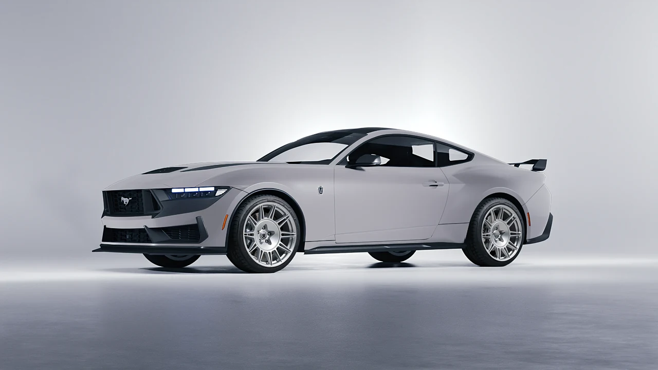 Ford Mustang Dark Horse 2024 on HRE Performance Wheels 528M forged wheels, front three-quarter view