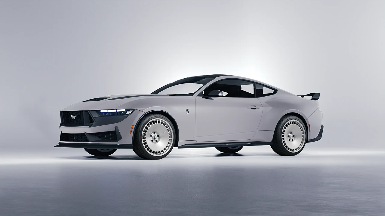 Ford Mustang Dark Horse 2024 on HRE Performance Wheels 935M forged wheels, front three-quarter view