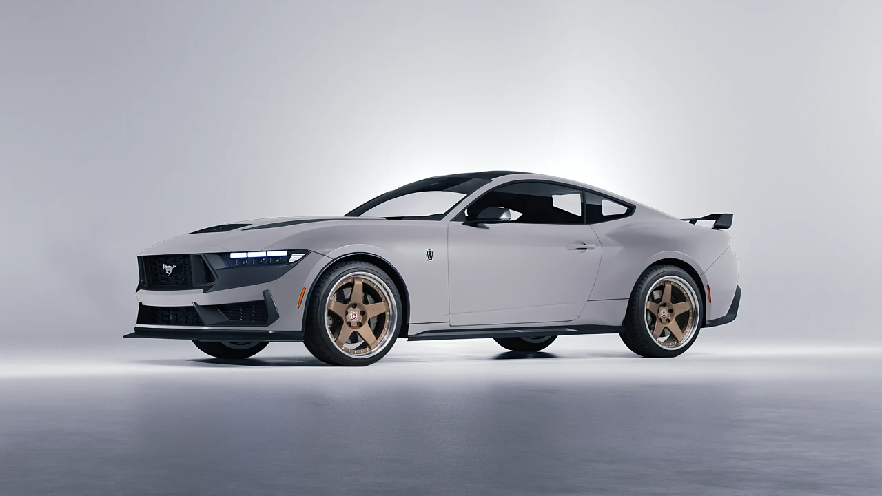Ford Mustang Dark Horse 2024 on HRE Performance Wheels C105 forged wheels, front three-quarter view