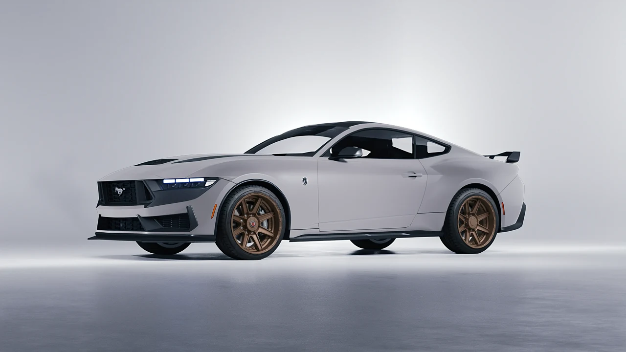 Ford Mustang Dark Horse 2024 on HRE Performance Wheels HD188 forged wheels, front three-quarter view