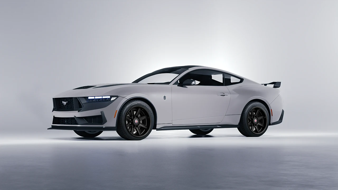 Ford Mustang Dark Horse 2024 on HRE Performance Wheels HD188H forged wheels, front three-quarter view