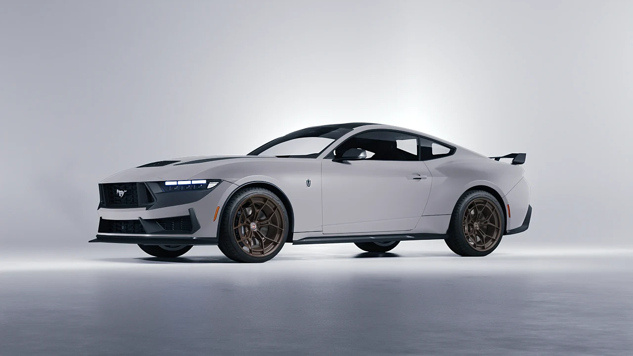 Ford Mustang Dark Horse 2024 on HRE Performance Wheels P301 forged wheels, front three-quarter view
