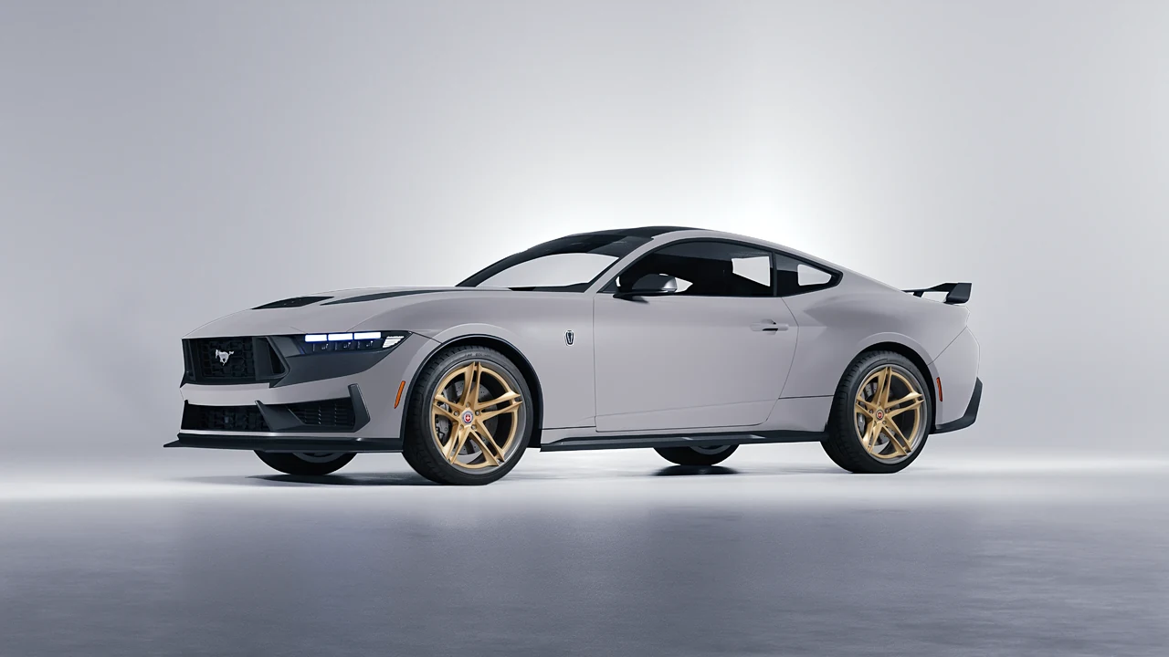 Ford Mustang Dark Horse 2024 on HRE Performance Wheels S207H forged wheels, front three-quarter view