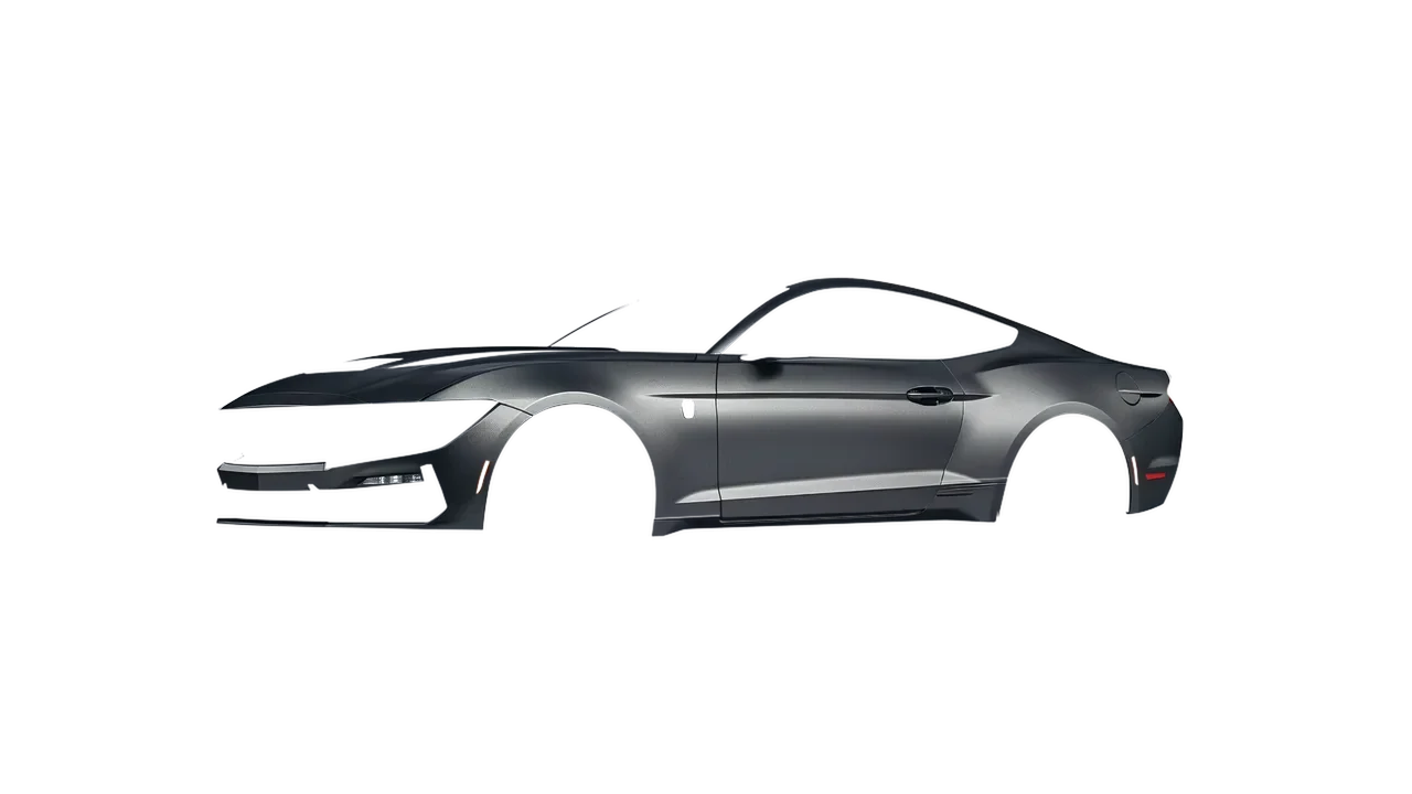 Ford Mustang Dark Horse 2024 wrapped in Black Rock Grey (Avery Dennison SW900-823-M), front three-quarter view