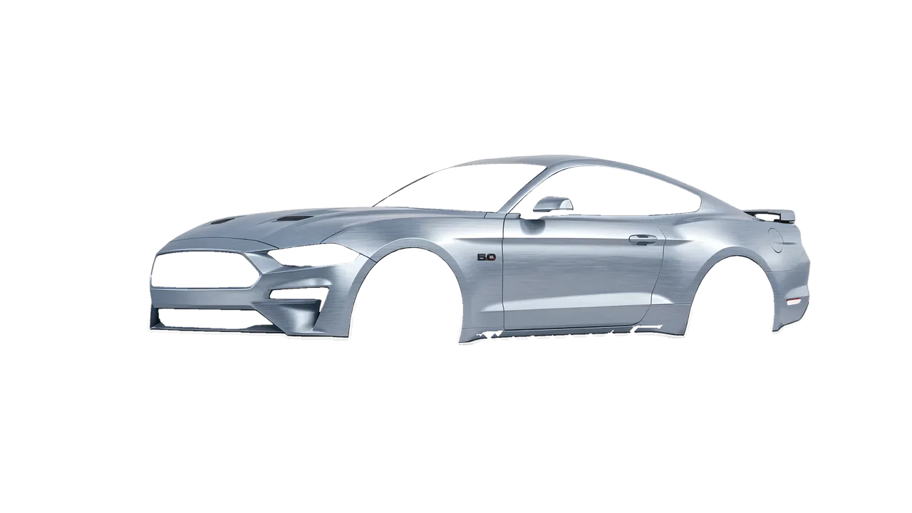 Ford Mustang GT 2018 wrapped in Brushed Aluminum (Avery Dennison SW900-812-X), front three-quarter view
