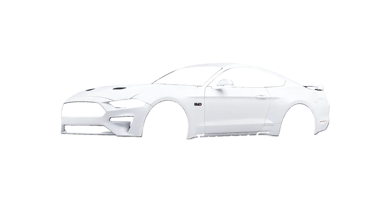 Ford Mustang GT 2018 wrapped in Carbon Fiber White (Avery Dennison SW900-115-X), front three-quarter view