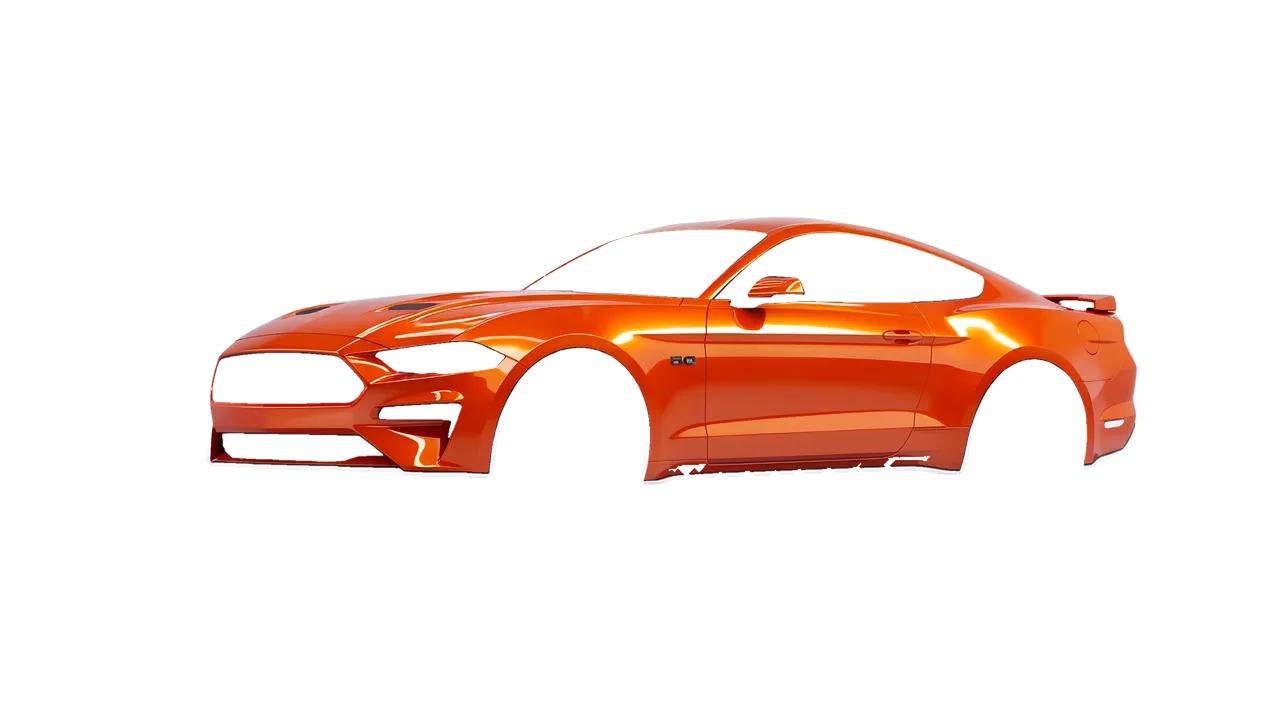 Ford Mustang GT 2018 wrapped in Fiery Orange (3M G364), front three-quarter view
