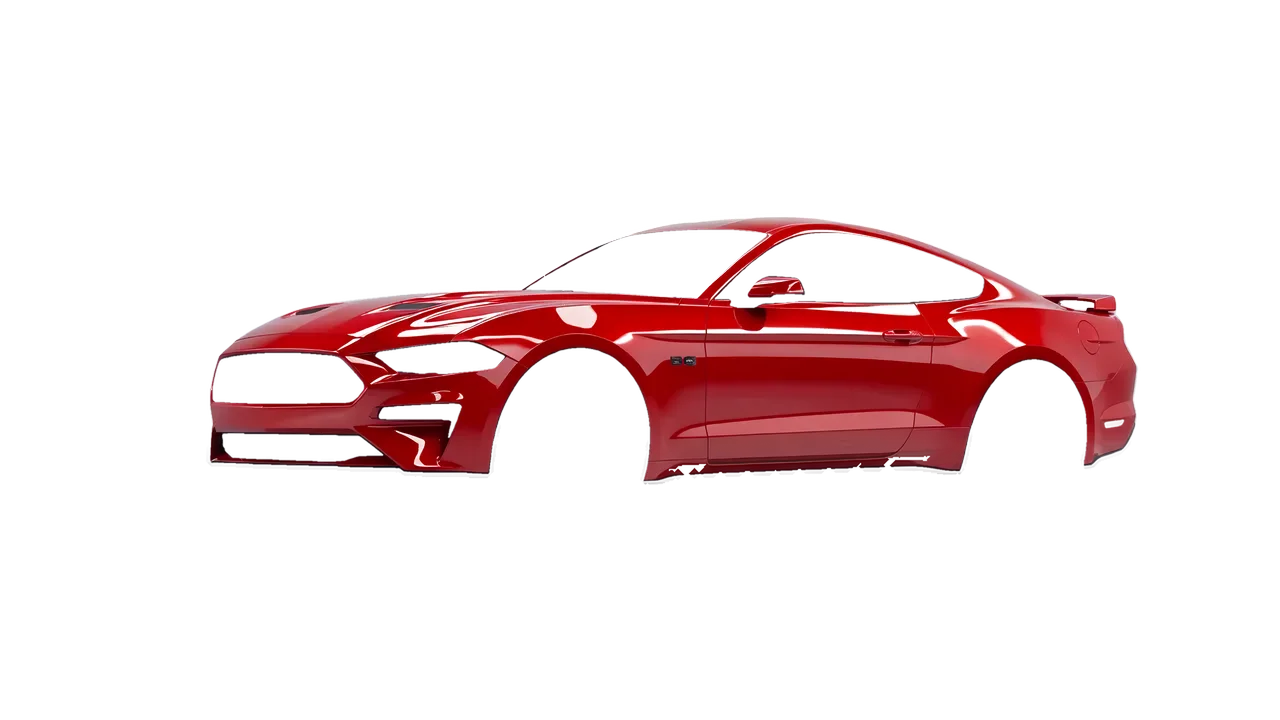 Ford Mustang GT 2018 wrapped in Hot Rod Red (3M G13), front three-quarter view