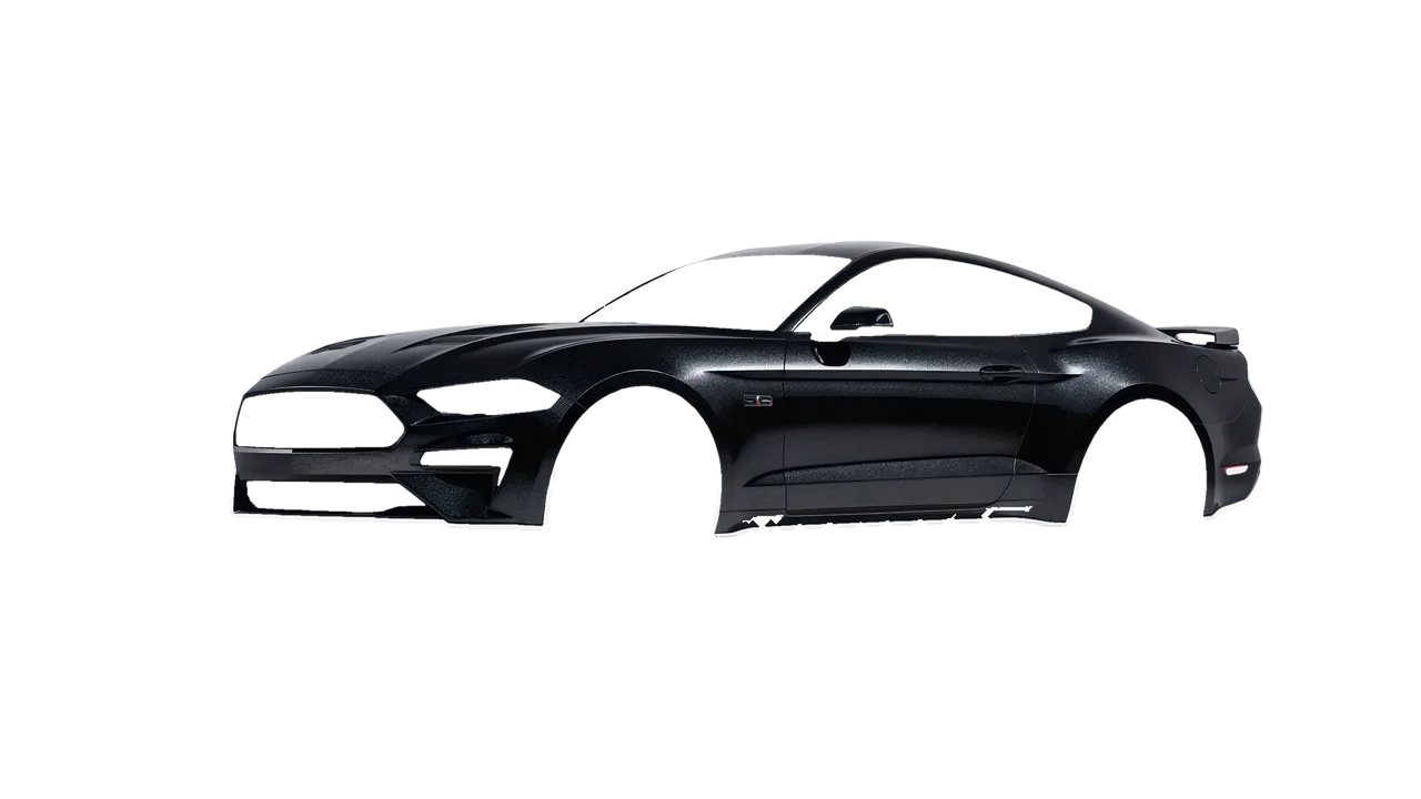 Ford Mustang GT 2018 wrapped in Mystery Black (Avery Dennison SW900-184-M), front three-quarter view