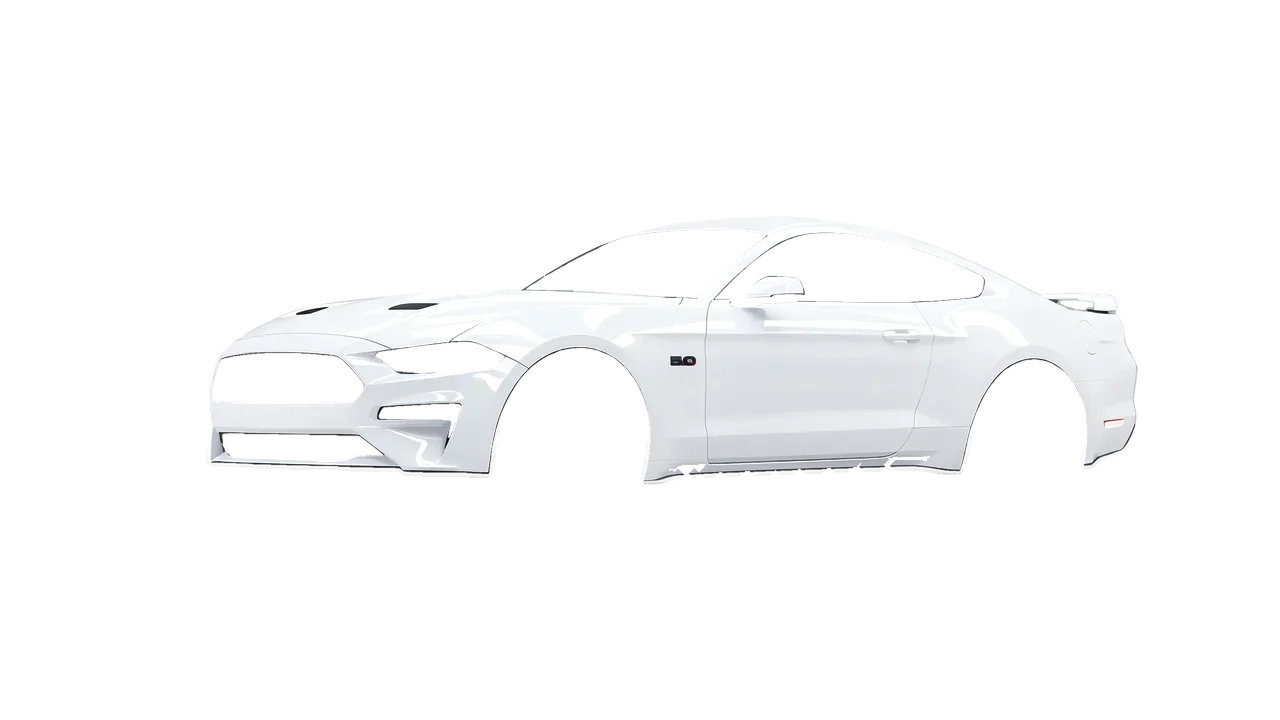 Ford Mustang GT 2018 wrapped in Gloss White (3M G10), front three-quarter view