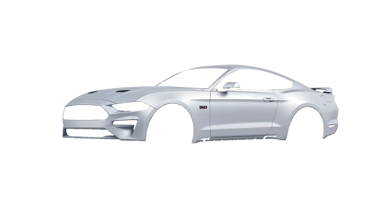 Ford Mustang GT 2018 wrapped in Matte Silver (3M M21), front three-quarter view
