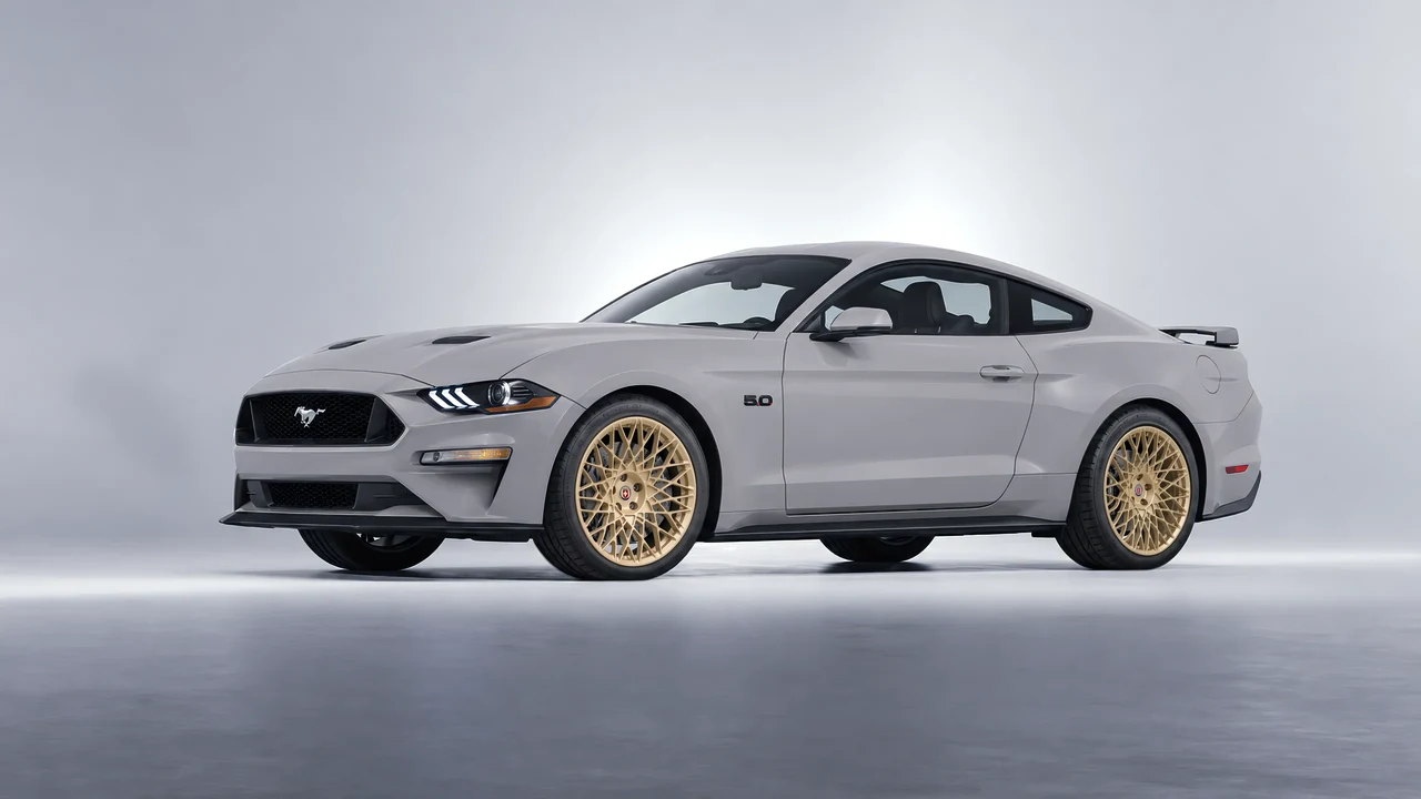 Ford Mustang GT 2018 on HRE Performance Wheels 501M forged wheels, front three-quarter view