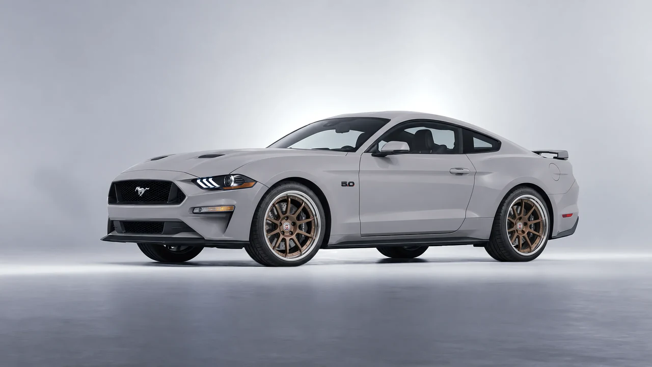 Ford Mustang GT 2018 on HRE Performance Wheels C103 forged wheels, front three-quarter view