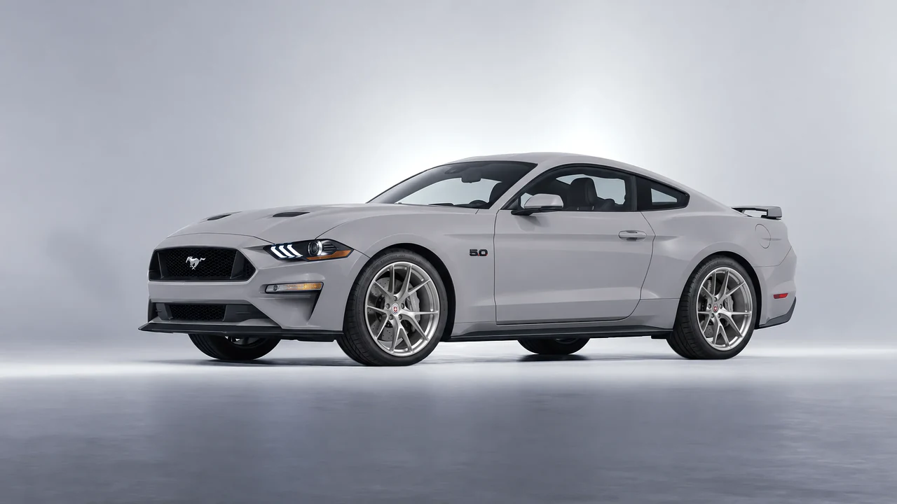 Ford Mustang GT 2018 on HRE Performance Wheels P101 forged wheels, front three-quarter view