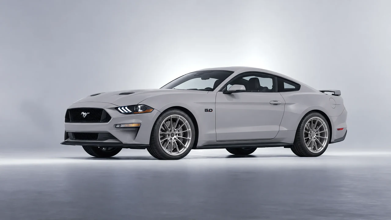 Ford Mustang GT 2018 on HRE Performance Wheels P103 forged wheels, front three-quarter view