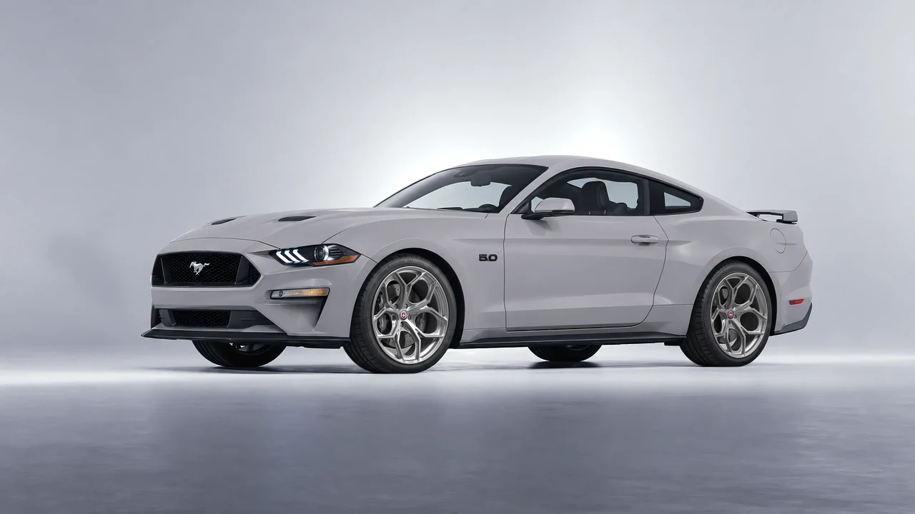 Ford Mustang GT 2018 on HRE Performance Wheels P111SC forged wheels, front three-quarter view