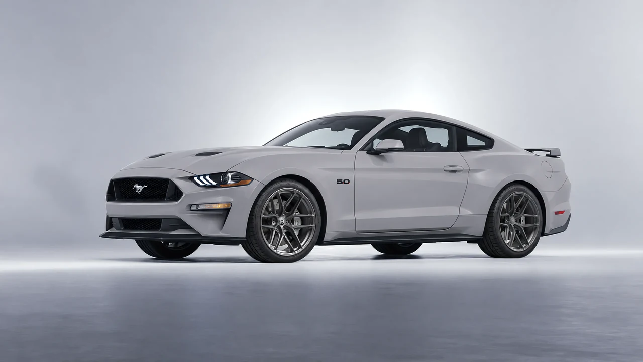 Ford Mustang GT 2018 on HRE Performance Wheels P161SC forged wheels, front three-quarter view