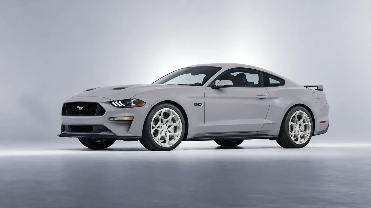Ford Mustang GT 2018 on RDB LA Revolver forged wheels, front three-quarter view