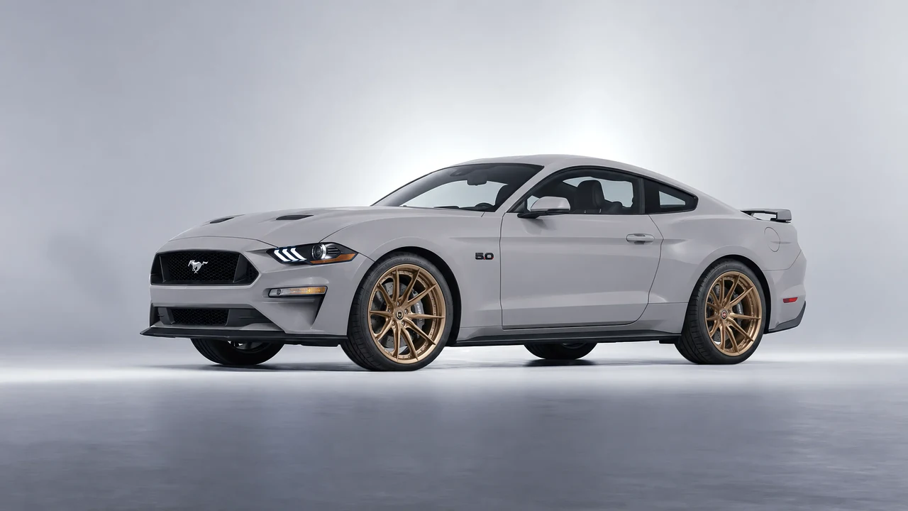 Ford Mustang GT 2018 on HRE Performance Wheels S104SC forged wheels, front three-quarter view