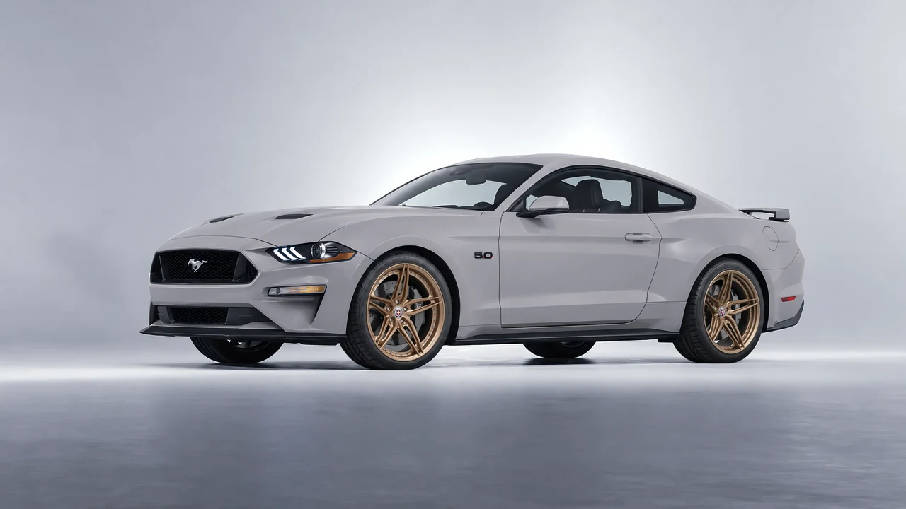 Ford Mustang GT 2018 on HRE Performance Wheels S107SC forged wheels, front three-quarter view